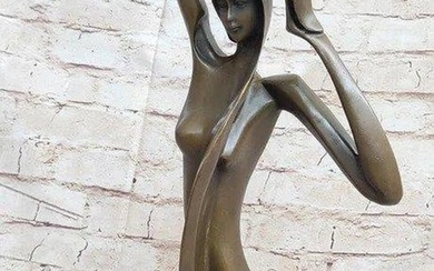 Grand Abstract Nude Female Bronze Figure Sculpture by Italian Artisan Aldo Vitaleh