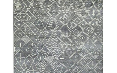Gray Moroccan Berber Extremely Durable Hand Knotted
