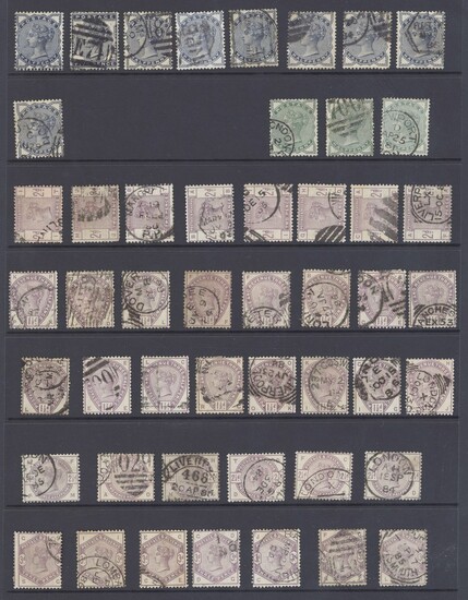 Great Britain 1883 or 1884 A much duplicated used selection on Hagner pages with ½d. (12), 1½d....