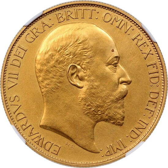 Great Britain, gold proof 5 sovereign, 1902
