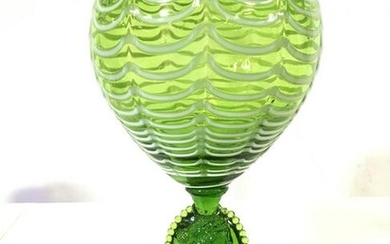 Green Toned Art Glass Goblet