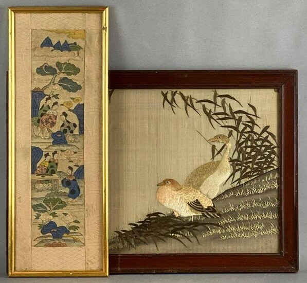 Group of 2 Framed Chinese Silk Embroideries