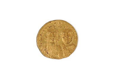 HERACLIUS et HERACLIUS CONSTANTIN (613-632). Solidus. Constantinople. Même description. (R. 1370 var.). Or. 4,46 g....