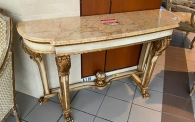 Hallway table white and gilt with onyx top