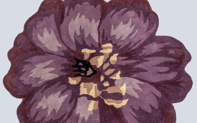 Hand Tufted Indo Purple Flower Design Rug