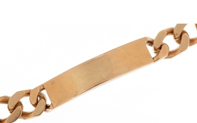 Heavy 9ct gold gentlemen's unengraved curb link identity bra...