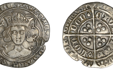 Henry VI (First reign, 1422-1461), Rosette-Mascle/Pinecone-Mascle mule, Groat, London, mm. cross IIIa...