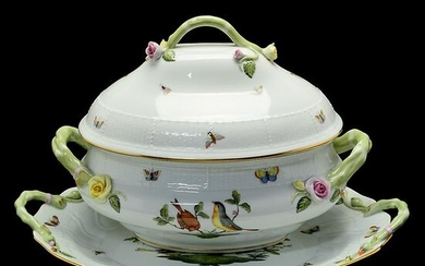 Herend Rothschild Bird Pattern Porcelain Soup Tureen