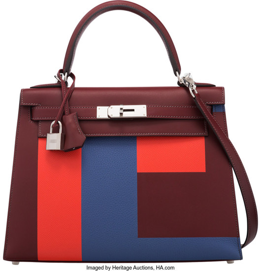 Hermès Limited Edition 28cm Rouge H Sombrero Leather Lettre...