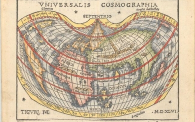 Honter's Heart-Shaped Map of the World, "Universalis Cosmographia", Honter, Jon Coronensis