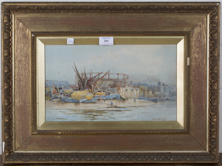 Hubert James Medlycott - 'Battersea', watercolour, signed, titled and dated 1891, 20.5cm x