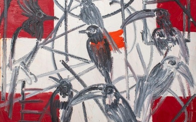 Hunt Slonem "Mystic Magpie" Oil on Canvas, 1992