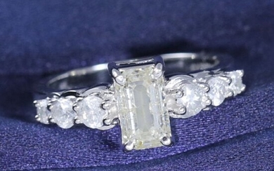 IGI Certified 14 K White Gold Solitaire Diamond Ring