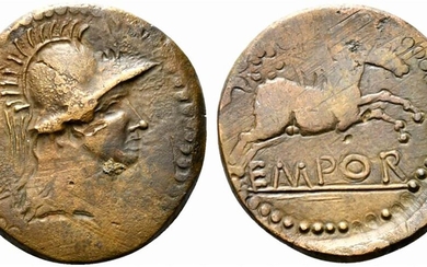 Iberia, Emporion, late 1st century BC. Æ As (25mm, 9.88g,...