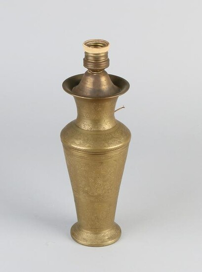 Indonesian copper engraved lamp base. 20th century.