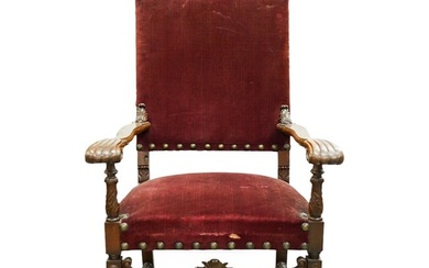 Italian Renaissance Revival Throne Armchair