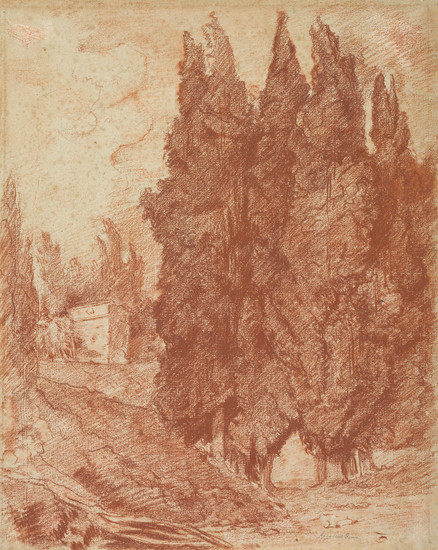 JEAN ROBERT ANGO (France, active circa 1759-circa 1773) An Italianate Landscape with Cypress...
