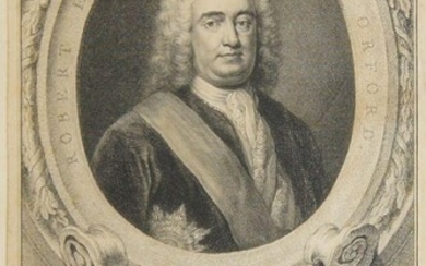 Jacobus Houbraken, Dutch 1698-1780- Robert Earl of Orford, after Arthur Pond; copper engraving, published in 1746 by J & P Knapton, London, 36.5 x 22.7 cm