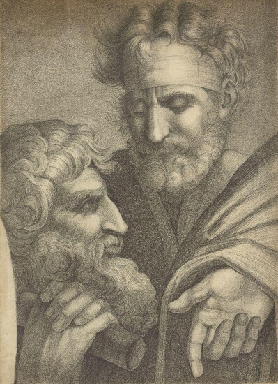 James Rawlinson, British c.1768/69-1848- Portrait of two male figures after the Antique; black chalk on wove paper, 68 x 49 cm. (image) 74 x 55 cm. (sheet), together with approximately 50 further drawings variously in black chalk and pen and brown...