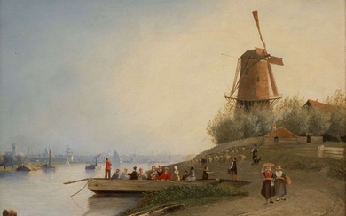 Joseph Bles (1825-1875), Bedrijvigheid bij een Hollandse rivier