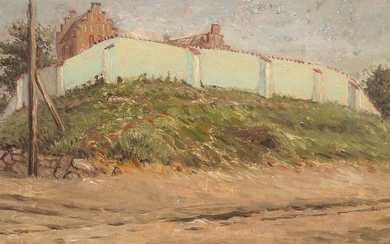 L. A. Ring: View of Melby Church. Study. 1899. Signed L. A. Ring. Oil on panel. 21×34.5 cm.