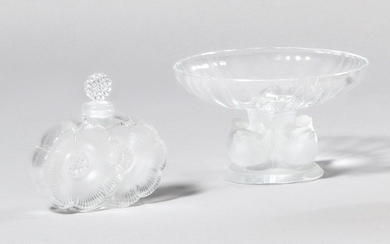 LALIQUE France Cup on stand with four moulded...