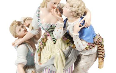 LARGE GROUP OF ROCOCO FIGURES 'THE SEDUCER”
