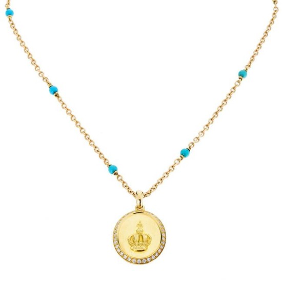 LEITaO & IR - Gold necklace with diamonds and turq
