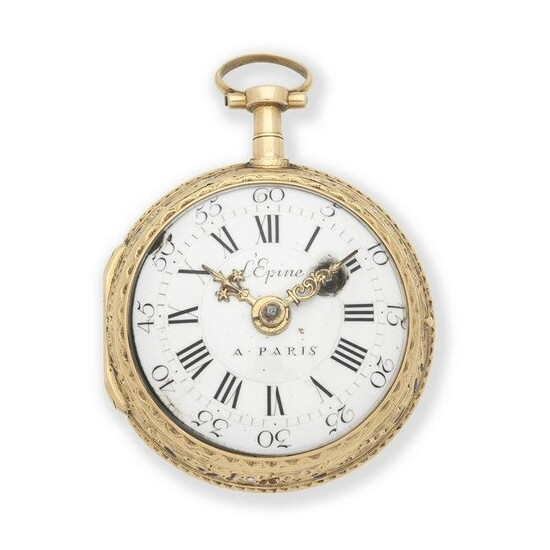 L'Epine, A Paris. A continental gold key wind open face pocket watch Circa 1770 and later