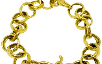 LFrank 18k Hammered Yellow Gold and Diamond Link