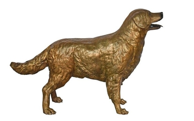 Labrador Retriever Dog Bronze Statue Light Color Finish