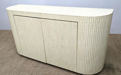 Lacquered Bamboo Style Sideboard Credenza. Curved ends.
