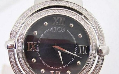 Ladies ALOR DIAMOND BEZEL & CABLE BAND STAINLESS STEEL