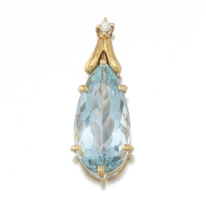 Ladies' Gold, Aquamarine and Diamond Pendant