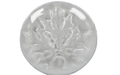 Lalique Clear & Frosted Glass Maple Leaf Dish