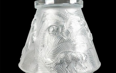 Lalique Crystal Vase, Leopards