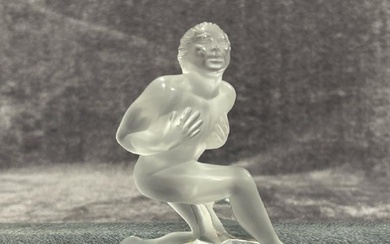 Lalique frosted crystal figurine 'Serge', signed, 10.5cm hig...