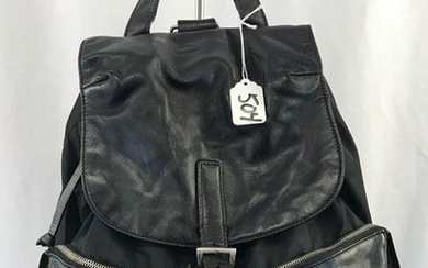 Large Black Leather and Nylon Prada Backpack