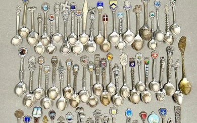 Large Lot of Sterling Silver Souvenir Spoons