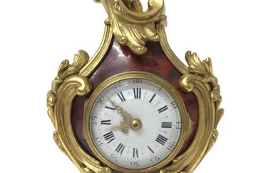 Late 19th century French rococo red tortoiseshell ormolu mantel clock