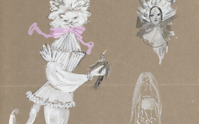 Léonor Fini (1907-1996) Margot Fonteyn, maquette de costume pour ''Les Demoiselles de la Nuit''