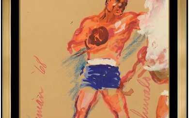 Leroy Neiman Original Acrylic Painting On Board Signed Boxing Sport Framed Art