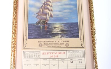 Littlestown State Bank Advertisement Framed Calendar 1938