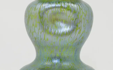 Loetz, a green iridescent glass 'Papillon' vase, c.1900, of waisted form with...