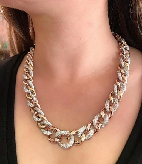 Long Pave Diamond Curb Link Necklace Convertible to