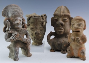Lot 4 Figural Pre Columbian Style Pottery Figures