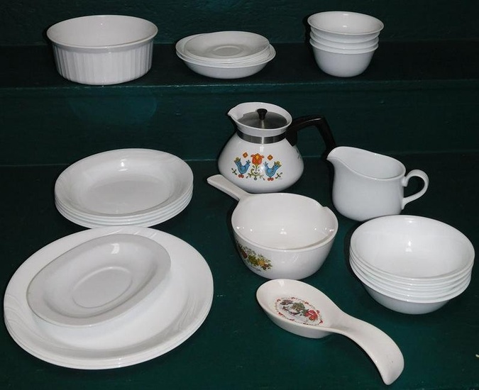 Lot Porcelain Bowls - Corning ware Tea Pot