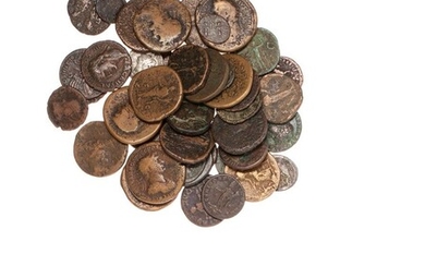 Lot de 47 monnaies romaines en billon et...