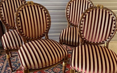 Louis 16 French style Set of 8 new silk & velvet upholstery dining room chairs
