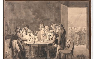 Louis-Léopold BOILLY La Bassée, 1761 - Paris, 1845Etude pour le Jeu de l'écartéPlume et encre...